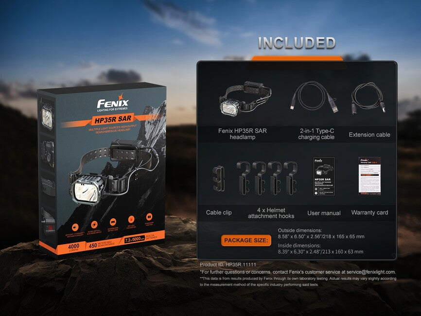 Fenix HP35R SAR wiederaufladbare stirnlampe