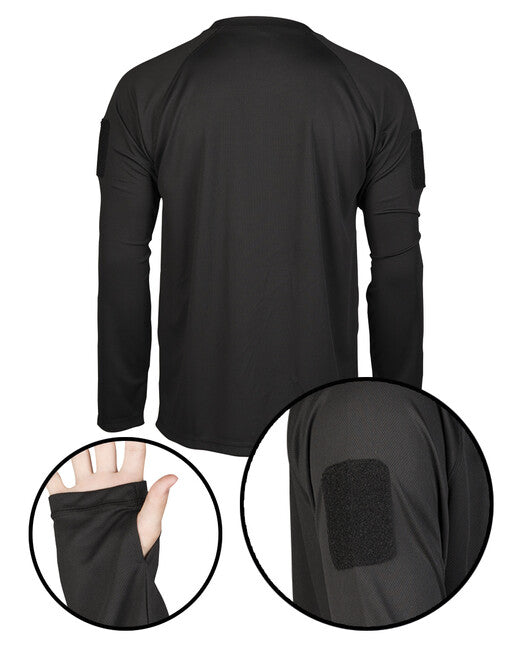 Mil-Tec Taktisches schnell trocknendes T-shirt mit langen ärmeln, schwarz