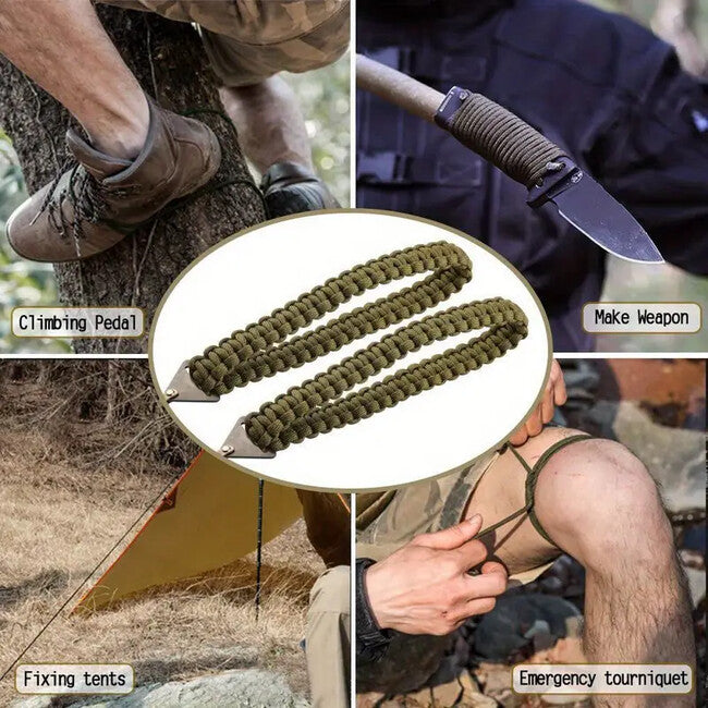 DRAGOWA Tactical Pocket Chain Saw with Paracord Handle Wander, Green