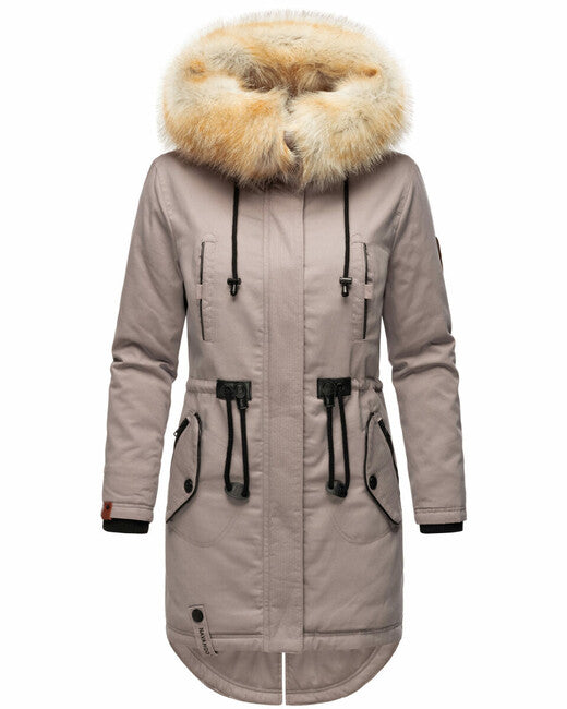 Navahoo Bombii damen Winterjacke mit Fell zinkgrau