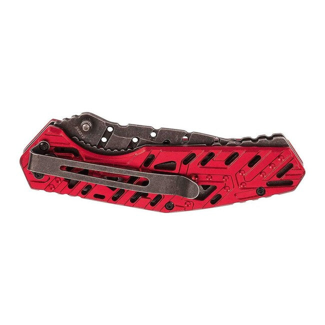 Herbertz Einhandtaschenmesser 9cm , aluminium, rot, stonewash