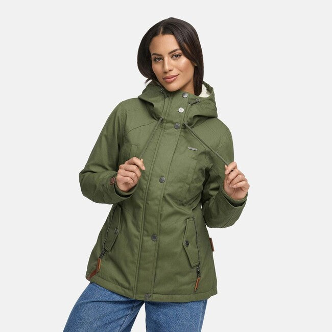 Marikoo Bikoo damen Winterjacke mit Kapuze, olive leaf