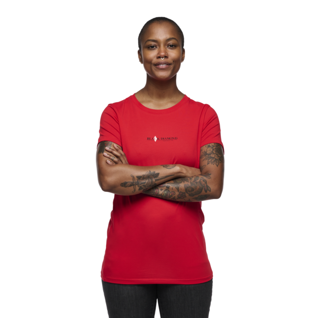 Black Diamond Heritage Wordmark damen-Kurzarm-T-shirt, korallenrot