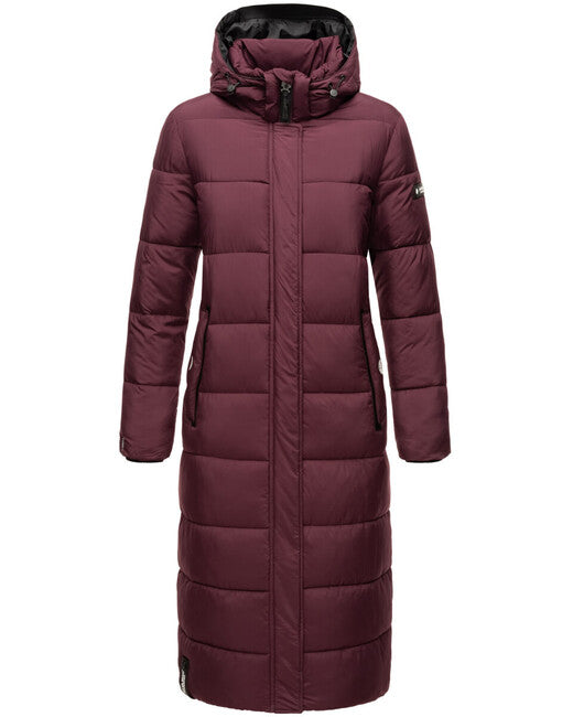 Navahoo Isalie damen lange Winterjacke mit Kapuze, wein