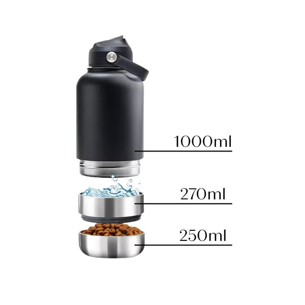 WARAGOD Aura Thermoskanne 3in1 1000ml, schwarz