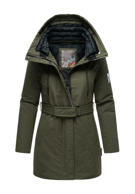 Navahoo Eishauch damen Winterparka mit Kapuze dunkeloliv