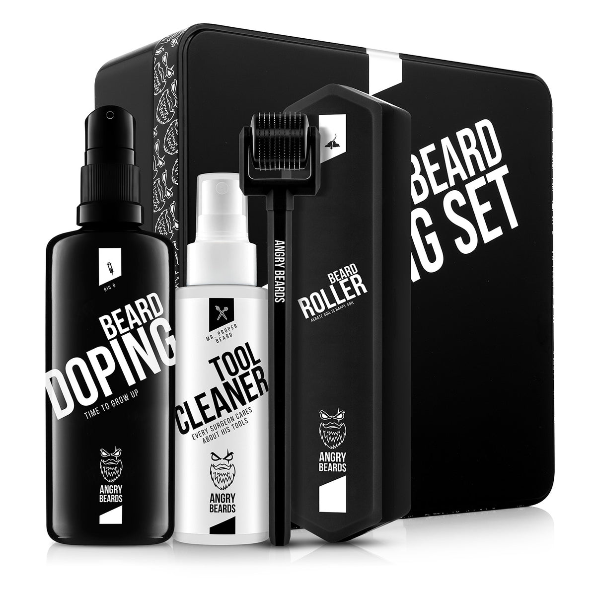 Angry Beards Roller & Doping Set na rast brady a fúzov