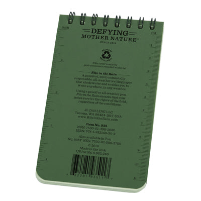Rite in the Rain Nr. 935 All Weather Notebook Grün