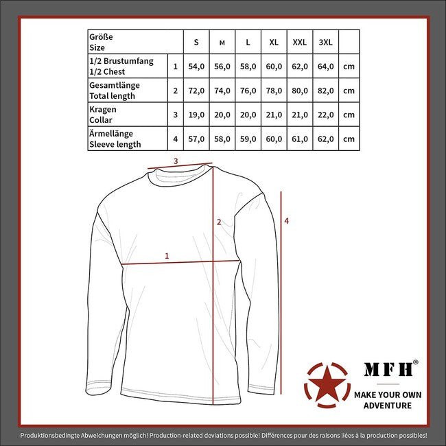 MFH Amerikanisches Langarmshirt, schwarz, 170 g/m²