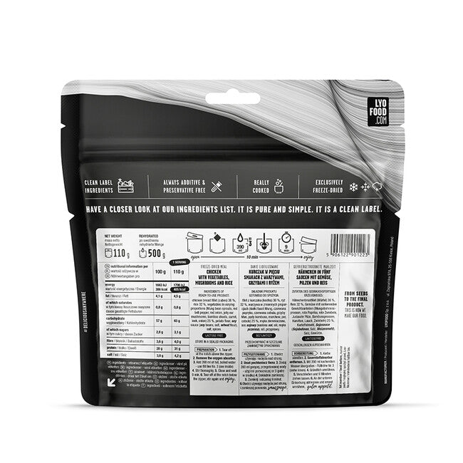 LYOfood Hähnchen mit fünf Geschmacksrichtungen und Reis 500g