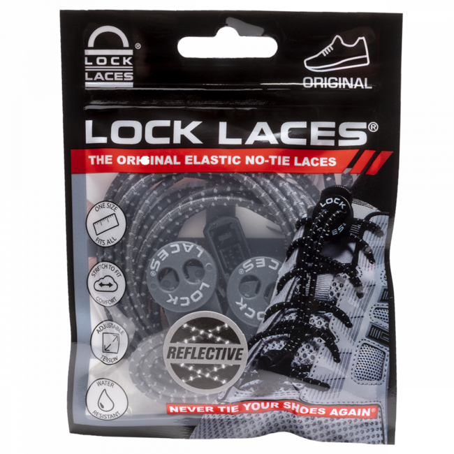 Lock Laces Schnürsenkel, reflektierend sturmgrau