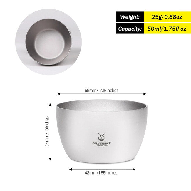 Silverant Doppelwandiger Titanbecher 50 ml, Schnapsglas