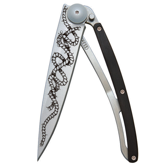Deejo Tattoo Schließmesser ebony wood Rope
