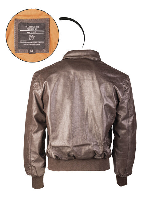 Mil-Tec Flieger A2 us lederjacke braun