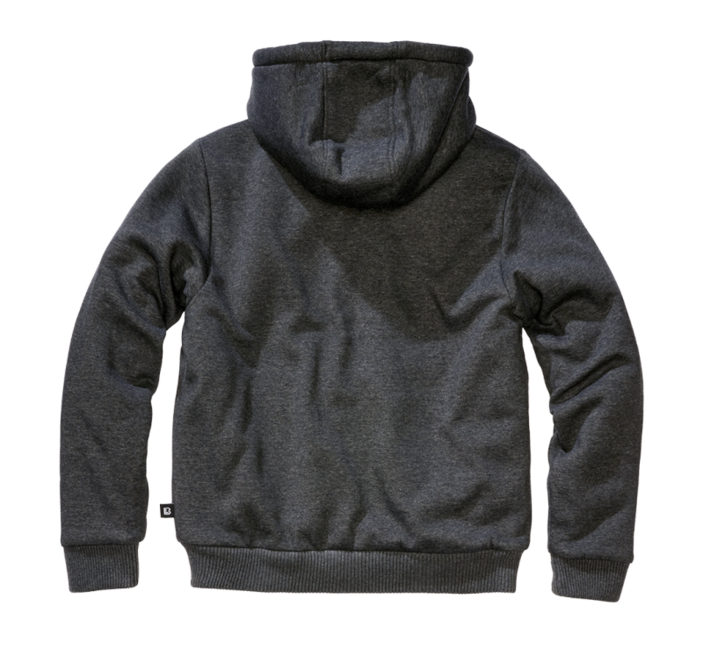 Brandit Sweatjacket herren Kapuzenpullover mit warmem Futter, schwarz melange