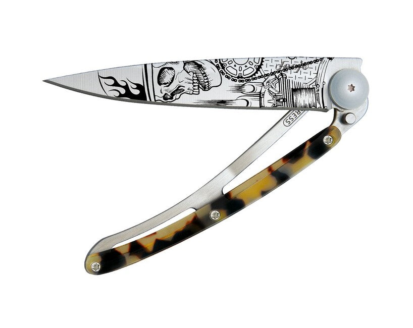 Deejo Tattoo Turtle Klappmesser, grey titan dark turtle ride or die