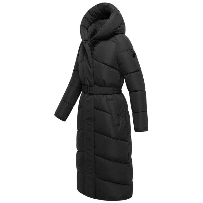 Navahoo EISBLICK damen langer Wintermantel, schwarz