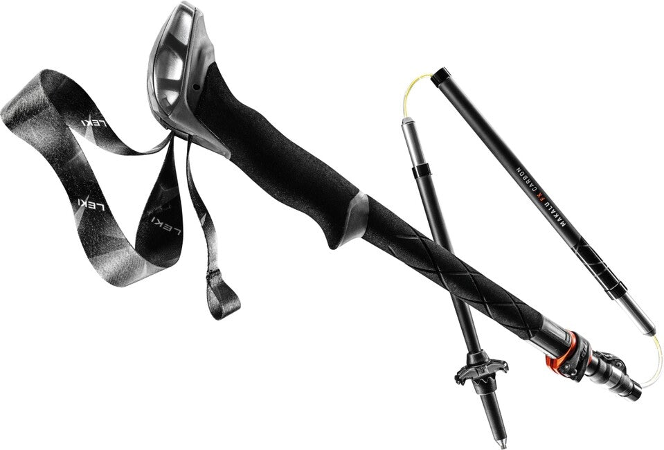 LEKI Makalu FX Carbon trekkingstöcke, schwarz-orange-naturalcarbon, 110 - 130 cm