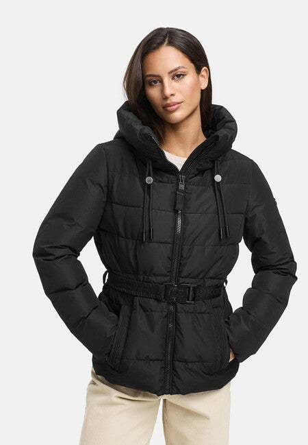 Marikoo HIMEE 16 damen Winterjacke mit hohem Kragen und Riegel, schwarz