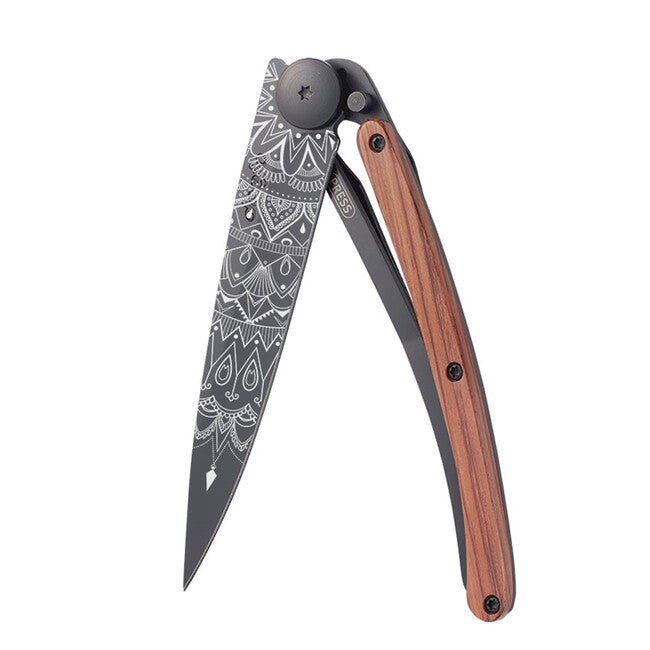 Deejo Tattoo mandala Schließmesser black coralwood