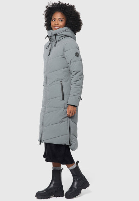 Marikoo Benikoo damen langer Wintermantel, stürmisches blau