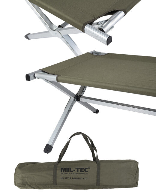 Mil-Tec feldbett us typ alu m.ta.190x65 cm oliv reinforced