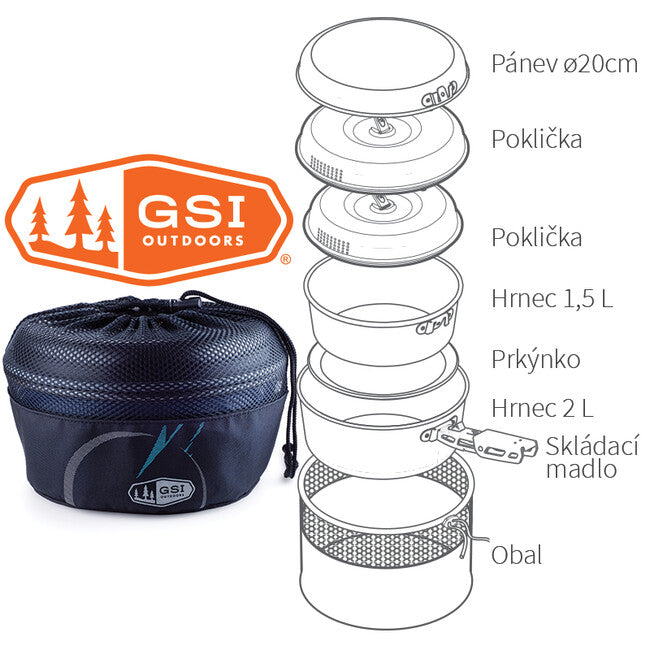 GSI Outdoors Bugaboo Base Camper 1,5 + 2 l Teflonbeschichtetes Kochgeschirr-Set für 2 Personen