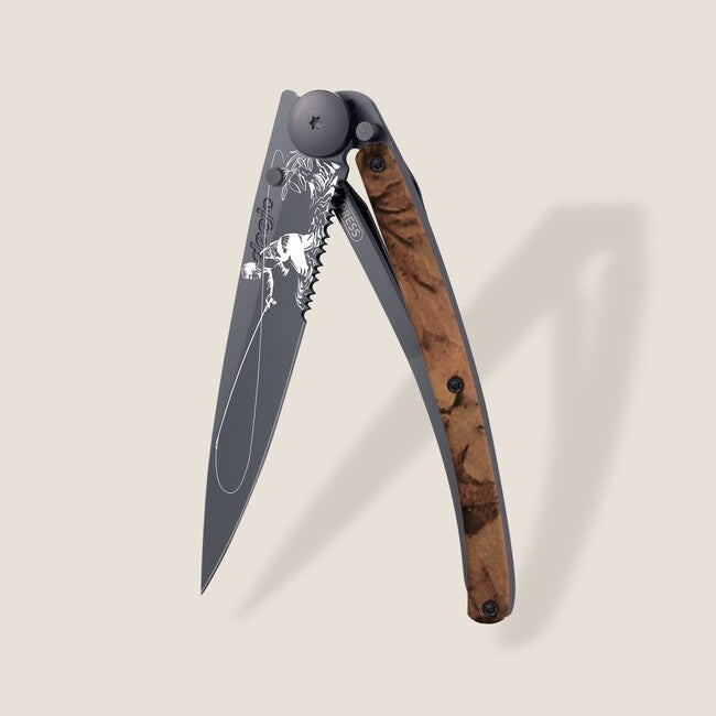 Deejo Tattoo Serration Klappmesser braun camo fliegenfischen