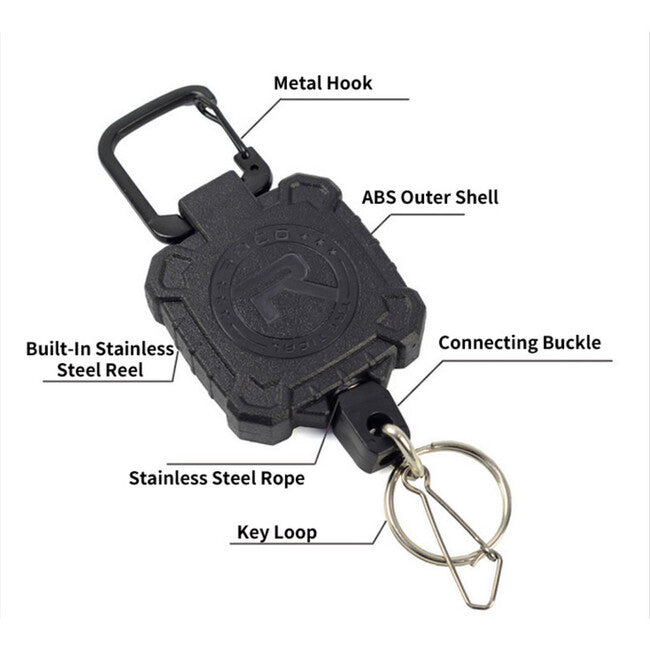 Leguon Keyhex Karabiner mit Stahlseil für Schlüssel, schwarz