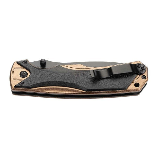 Herbertz Einhandtaschenmesser 9cm, aluminium, schwarz-bronze, holzoptik