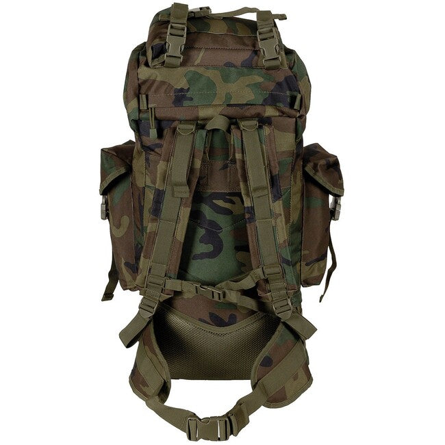 MFH MOLLE 65L Rucksack, aluminiumstange, woodland