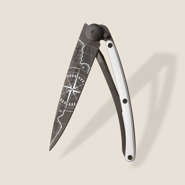 Deejo Tattoo Schließmesser 9kt Weißgold Terra Incognita, gold