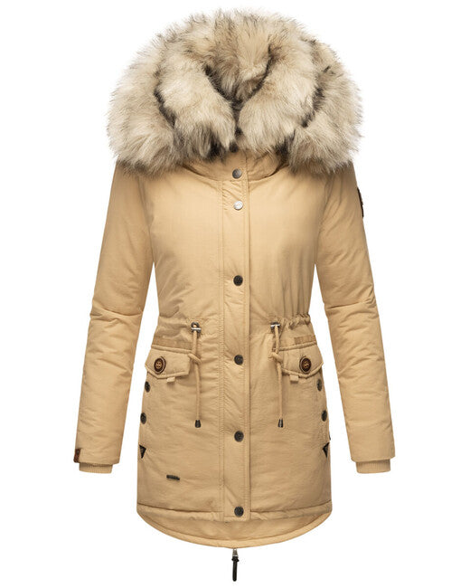 Navahoo Sweety damen Winterparka mit Kapuze beige