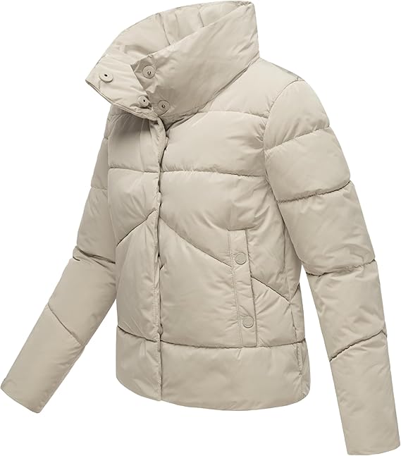 Marikoo Jalliaa damen kurze Winterjacke mit hohem Kragen, kieselgrau