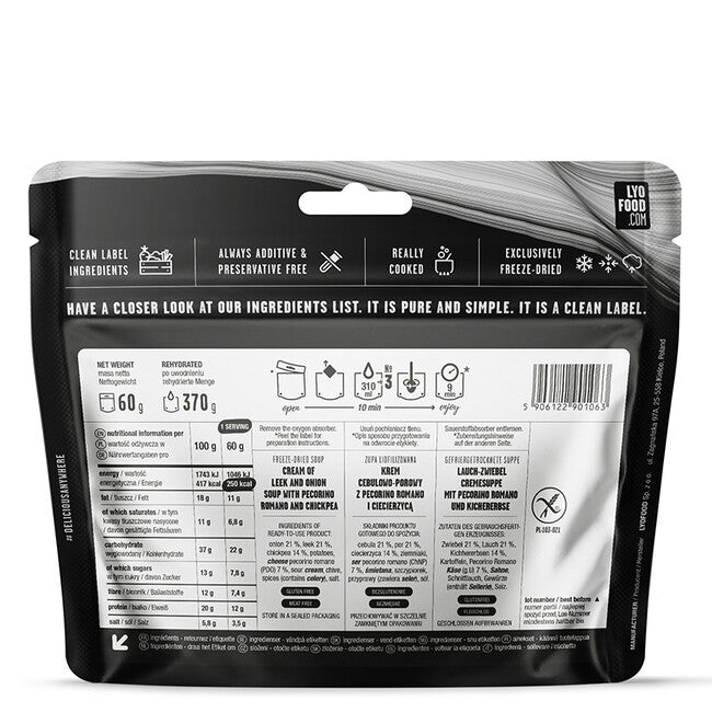 LYOfood Lauchcremesuppe mit Zwiebeln, Schafskäse und Kichererbsen 370g