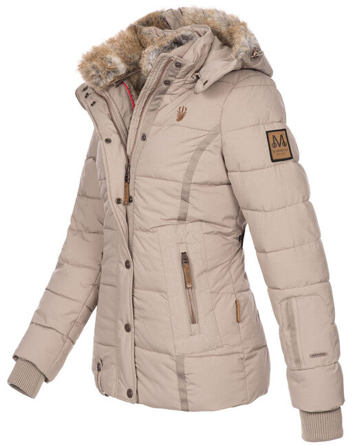 Marikoo Nekoo damen Winterjacke mit Kapuze, taupe