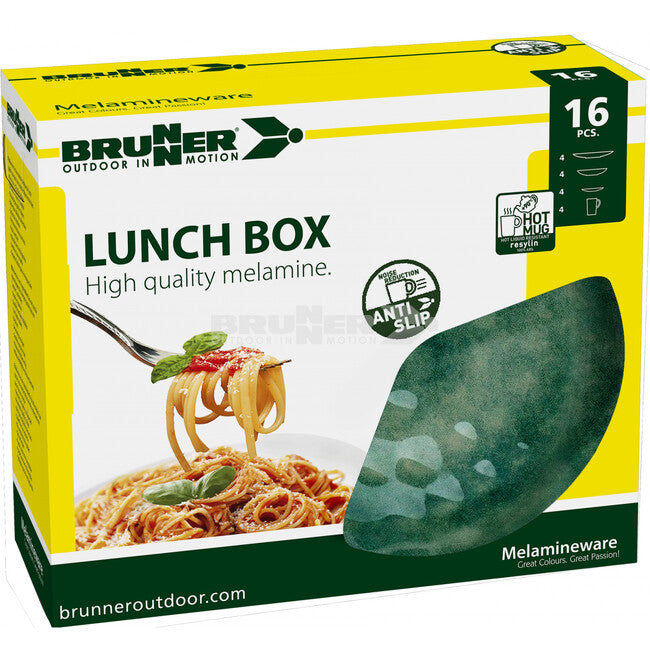 Brunner Lunch Box Venetian Camping Dinnerware Set, Green