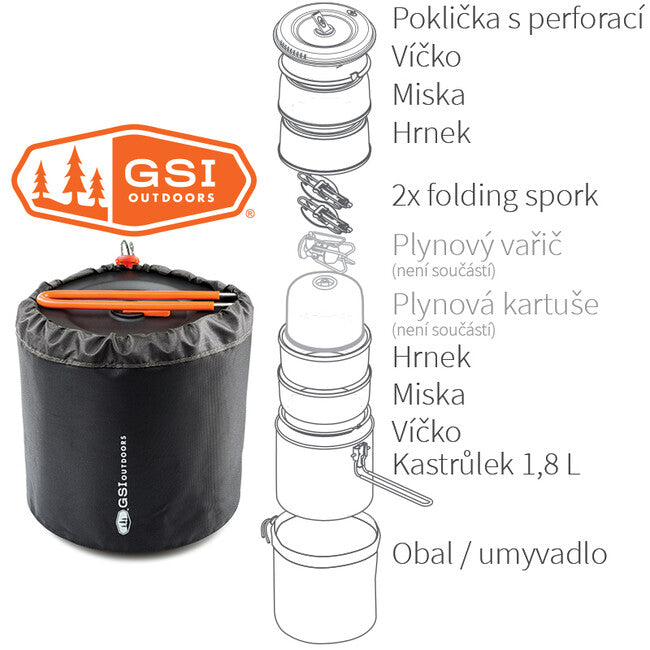 GSI Outdoors Halulite Dualist HS Cookware Set for 2, 1.8L