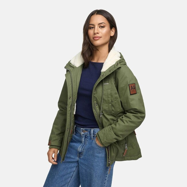 Marikoo Bikoo damen Winterjacke mit Kapuze, olive leaf