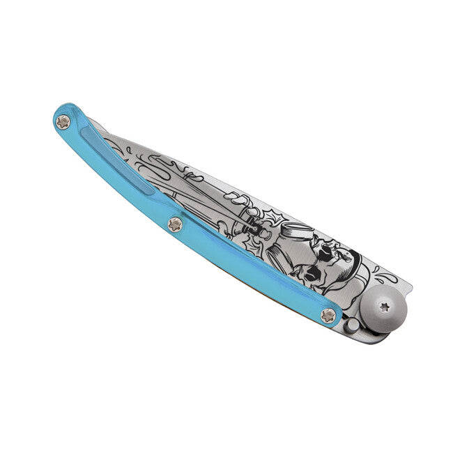 Deejo Street Spray Folding Knife, Blue