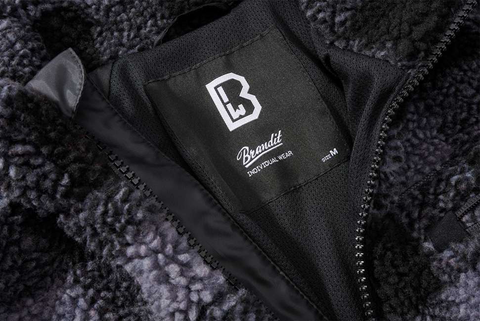 Brandit Teddyfleece Fleece Jacket, Black/Grey
