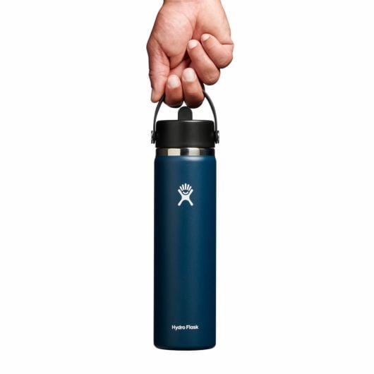 Hydro Flask Wide Thermos Bottle with Straw Cap 24 OZ Wide Flex Straw Cap 710 ml, Indigo