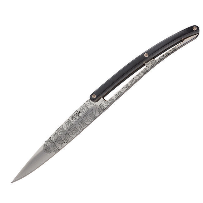 Deejo Set of 6 Knives Polished Blade Black ABS Handle Art Deco Design