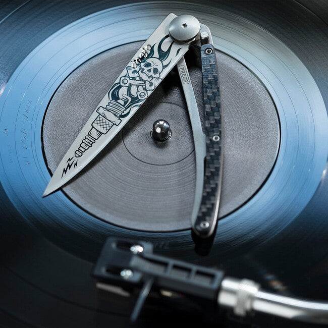 Deejo Tattoo Fiber Biker Folding Knife