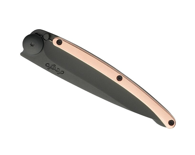 Deejo Folding Knife GOLD Black 18kt Pink Gold