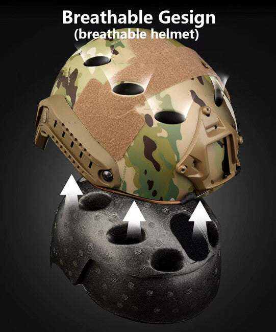 DRAGOWA Tactical Fast PJ Tactical Helmet with Bolt Goggles, AT
