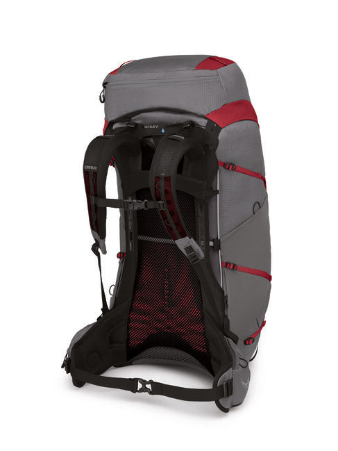 Osprey Eja Pro 55 Backpack, Dark Grey/Poinsettia Red