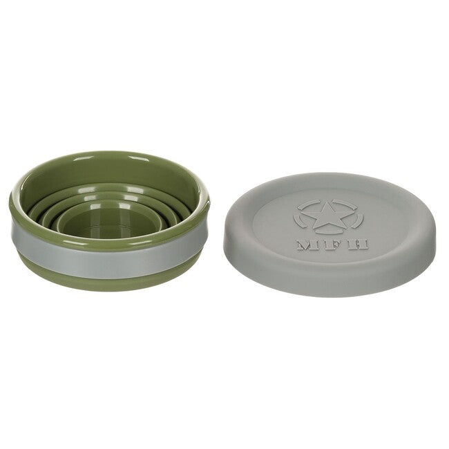 MFH Collapsible Cup with Lid, Silicone, OD Green, 200ml