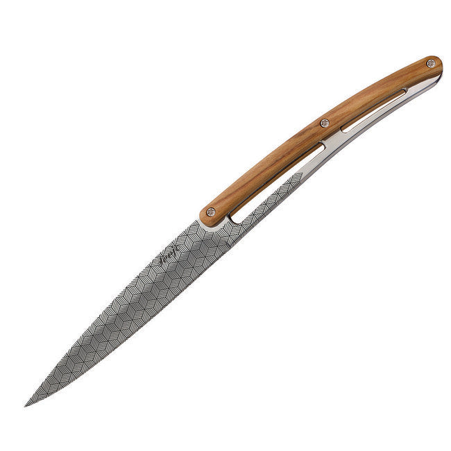 Deejo 6 Knife Set Polished Blade Olive Wood Geometry Design