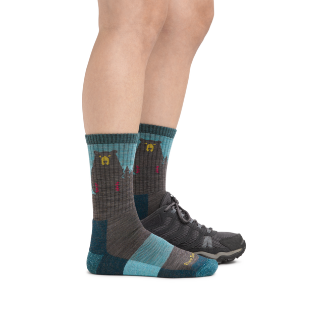 Darn Tough Bear Town Micro Crew Socks, Aqua, Lightweight with Cushioning